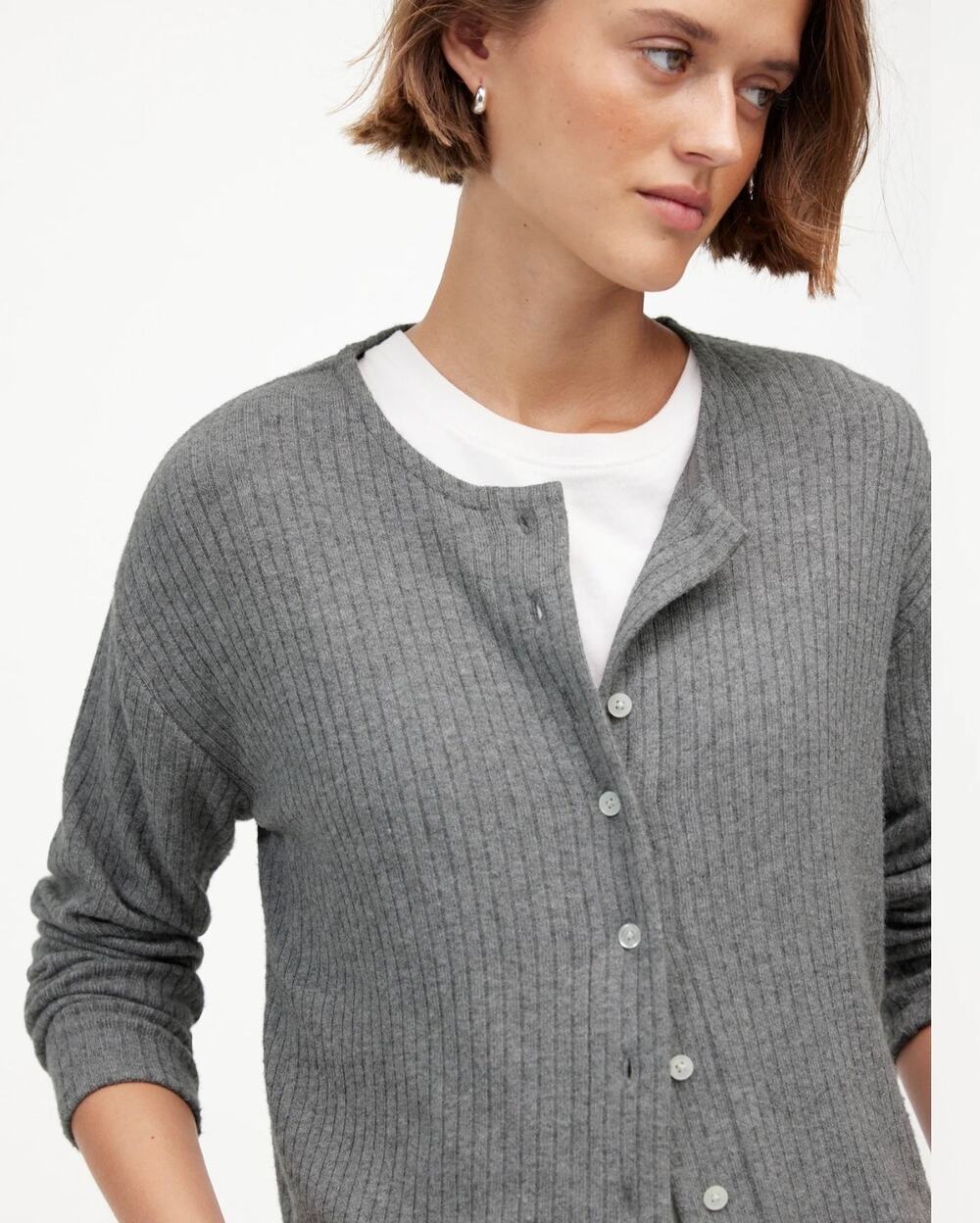 Madewell Relaxed Button-Front Cardigan Lightweight Gray XXL